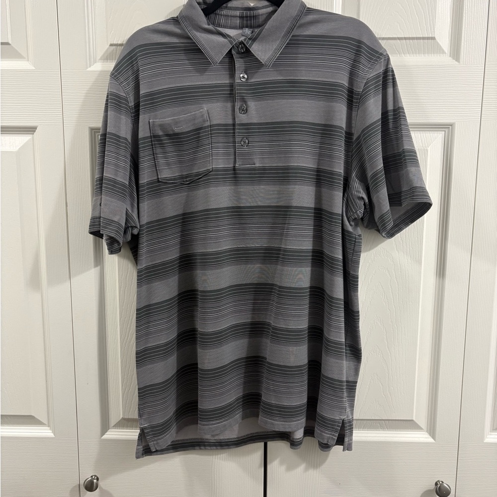 Ashworth Men's Charcoal Striped Polo Shirt